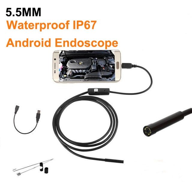 Endoscópio USB IP67 Flexível | Câmara de Inspeção 5,5mm/7mm para Android e PC - Telejacob Shop