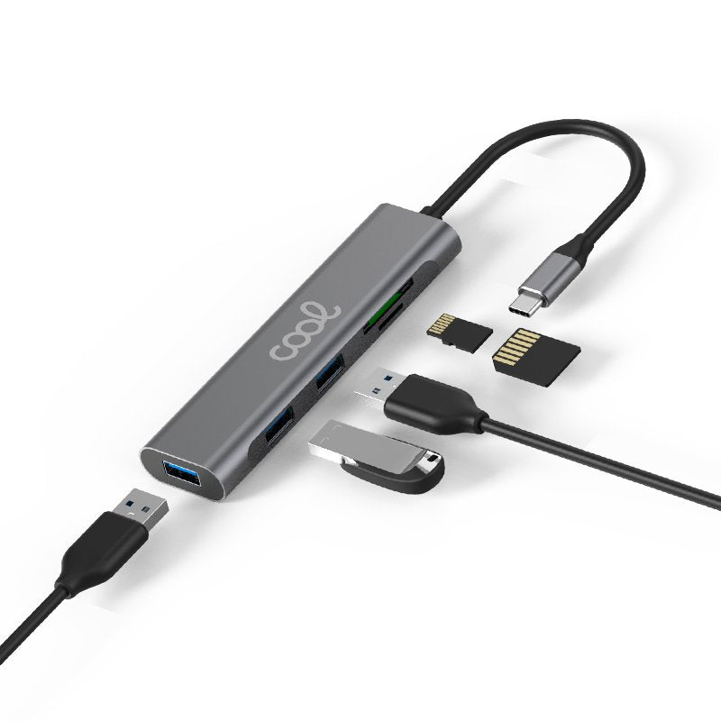 Hub Tipo-C Universal COOL 5 en 1 (3 x USB 3.0 + SD + Micro SD)