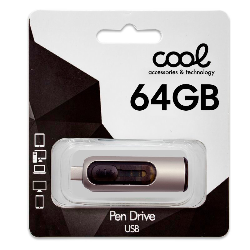Pen Drive USB x64 GB 3.0 COOL Tipo-C / USB (2 en 1)