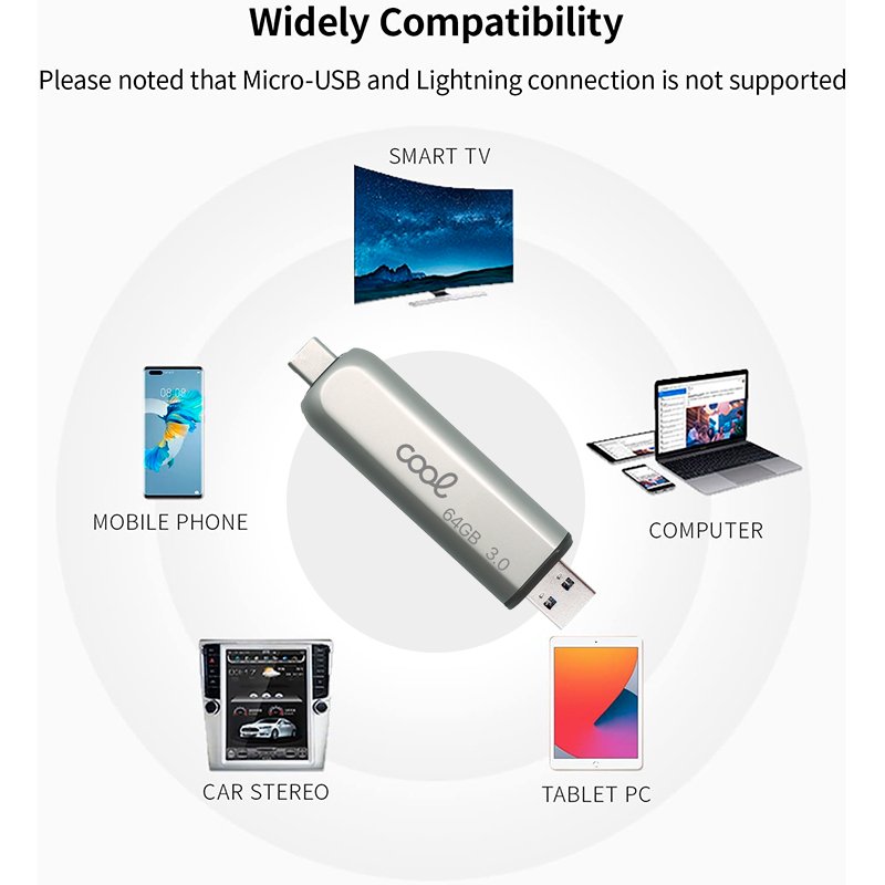 Pen Drive x USB 128 GB 3.0 COOL Tipo-C / USB (2 en 1)