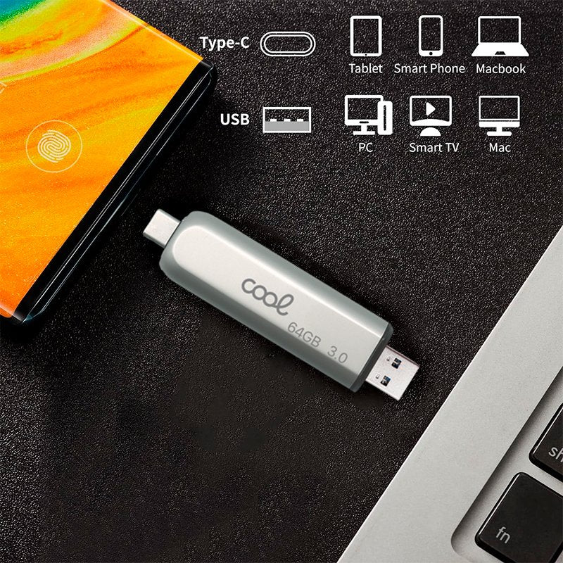 Pen Drive x USB 256 GB 3.0 COOL Tipo-C / USB (2 en 1)