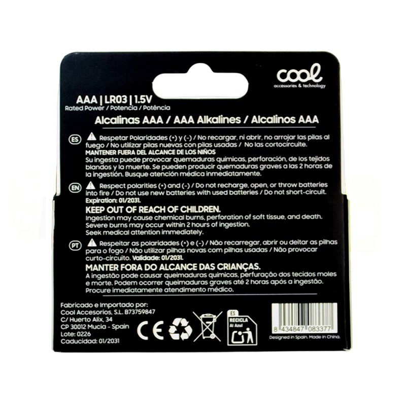 Pilas Alcalinas AAA LR03 COOL (Pack 8 uds)