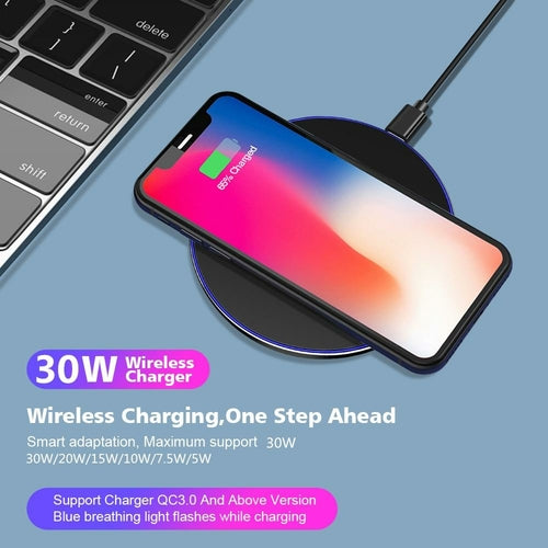 Carregador Sem Fios Dragon W9 30W — Ultra Fino USB-C