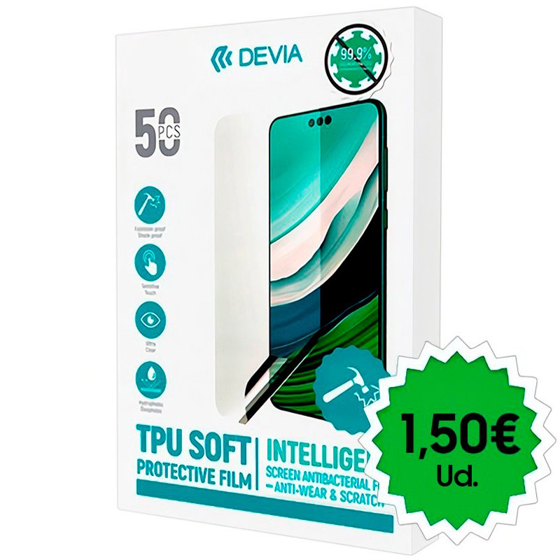 Protector Hidrogel Devia Antibacterias Universal (Pack 50 uds)