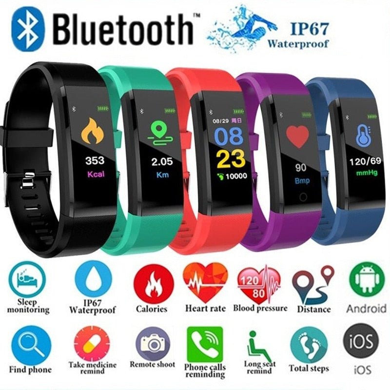 Pulseira Inteligente 115 Plus | Monitor Cardíaco, Fitness e À Prova de Água - Telejacob Shop