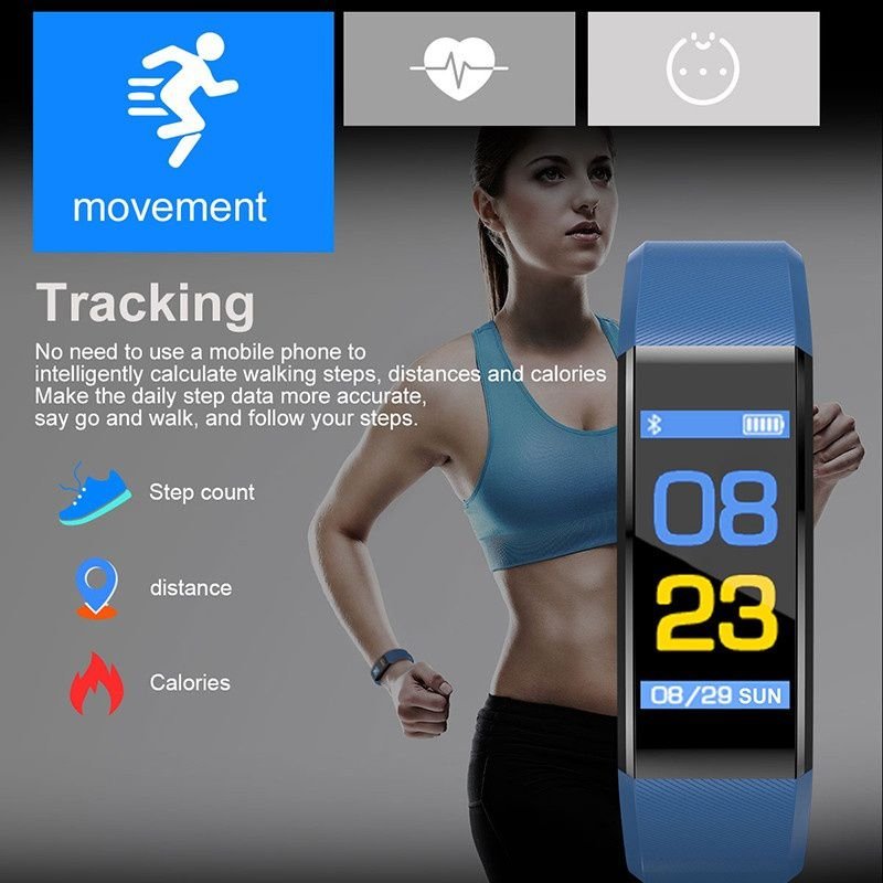 Pulseira Inteligente 115 Plus | Monitor Cardíaco, Fitness e À Prova de Água - Telejacob Shop