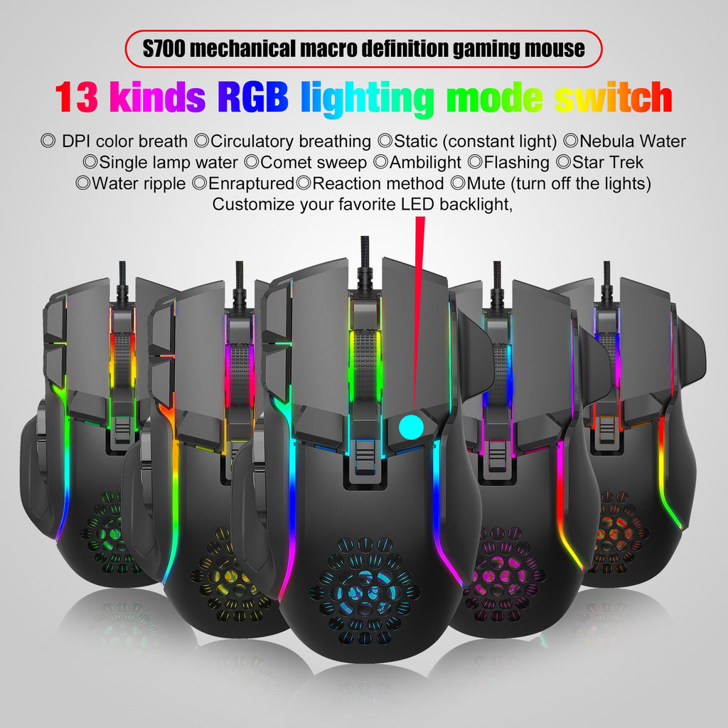 Rato Gaming S700 com Macros, Iluminação RGB e DPI Ajustável até 12 800 - Telejacob Shop