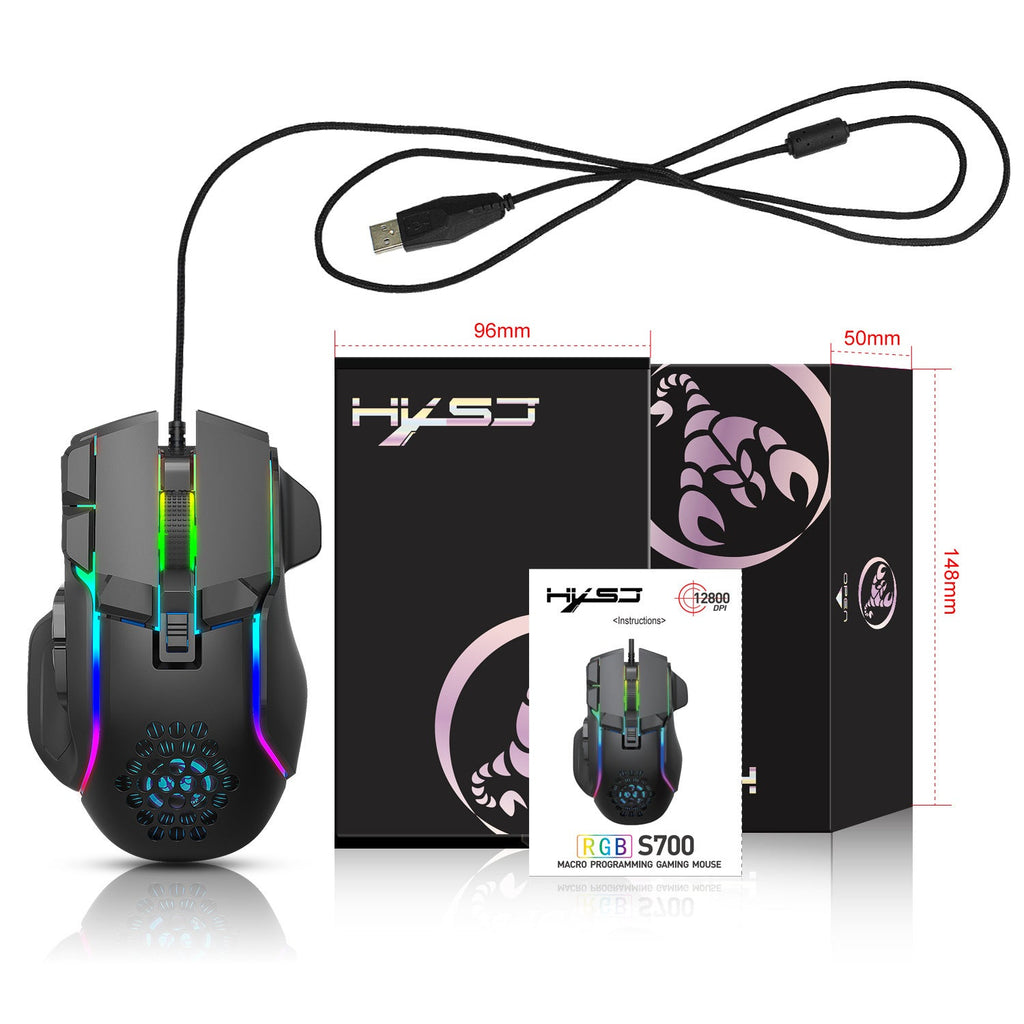 Rato Gaming S700 com Macros, Iluminação RGB e DPI Ajustável até 12 800 - Telejacob Shop