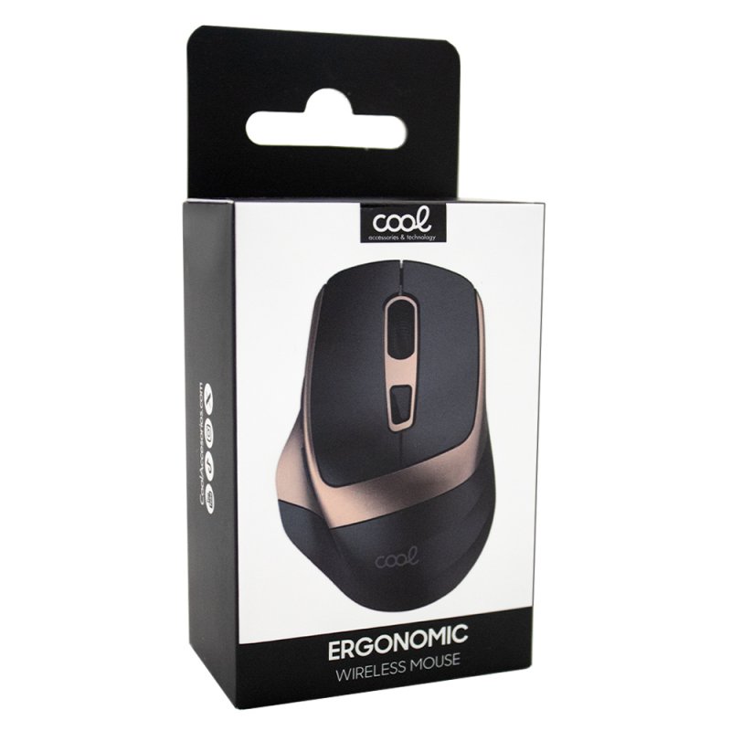 Ratón Inalámbrico Silencioso COOL Ergonomic Negro-Dorado