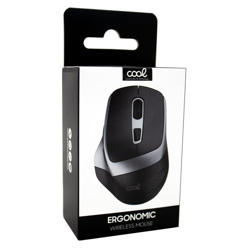 Ratón Inalámbrico Silencioso COOL Ergonomic Negro-Plata