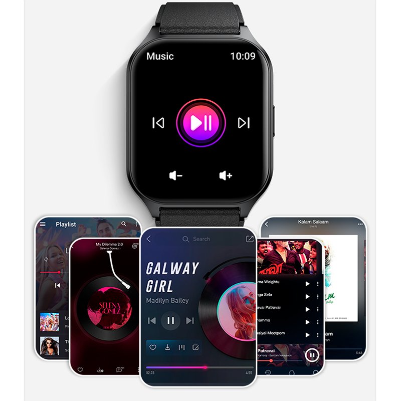 Smartwatch COOL Pantalla Amoled Curved Silicona Negro (Llamadas, Salud, Deporte)