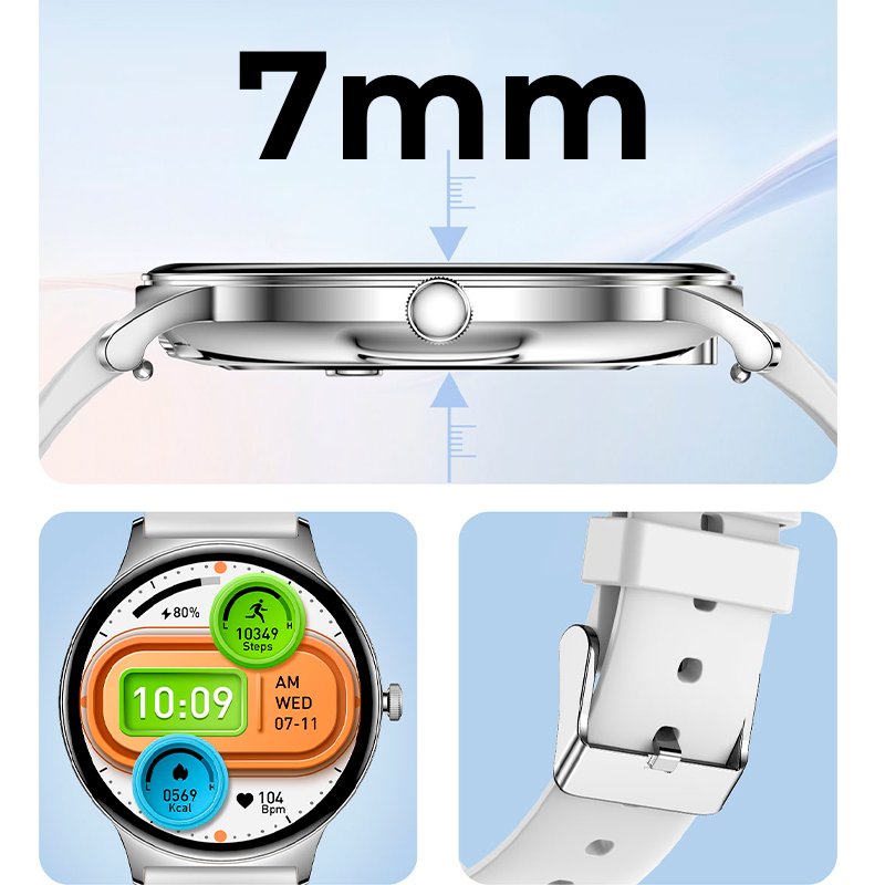 Smartwatch COOL Ultrathin + 2 Correas (Amoled, Llamadas, Ultrafino) Negro