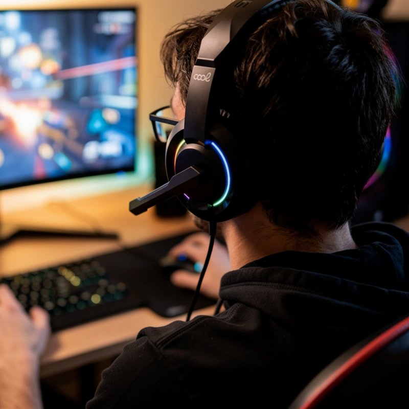 Teclado PC Gaming USB (Combo 4 en 1) + Raton + Auriculares + Alfombrilla COOL Youth (Español)