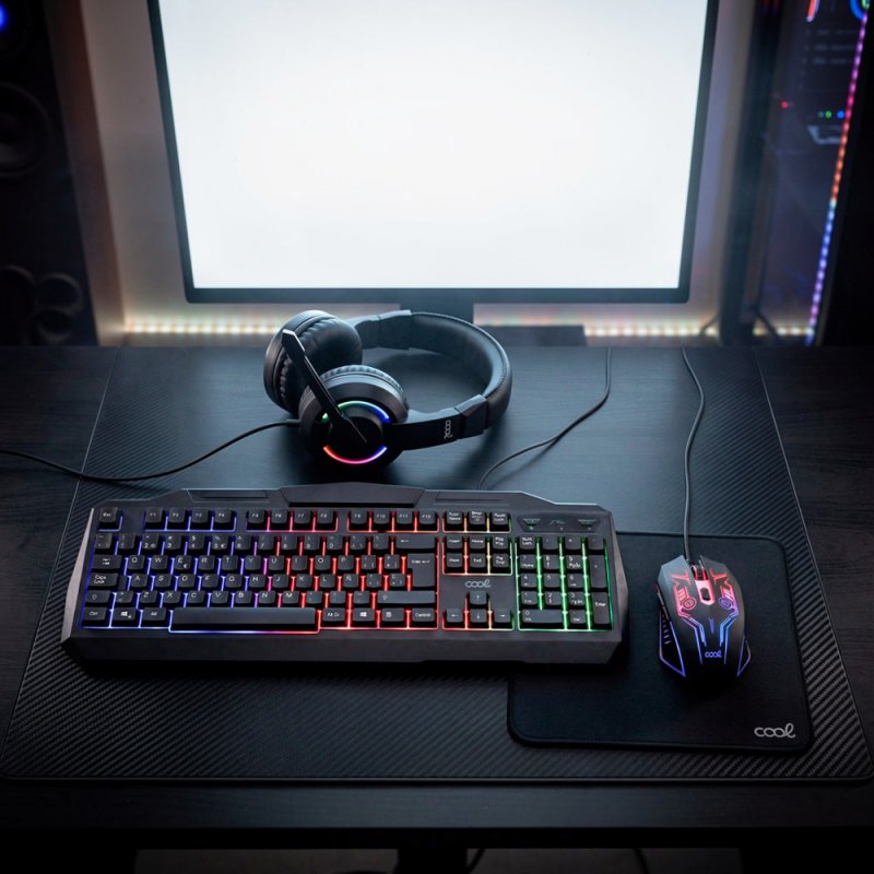 Teclado PC Gaming USB (Combo 4 en 1) + Raton + Auriculares + Alfombrilla COOL Youth (Español)