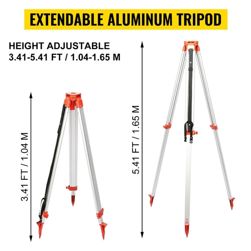 Green Rotary Laser Level Kit with Adjustable Tripod and 5M Staff, 500M