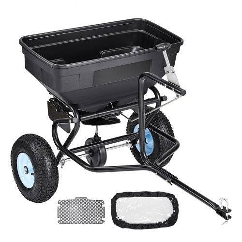 Tow Behind Broadcast Spreader, 130LBS Capacity, Tow/Push Garden
