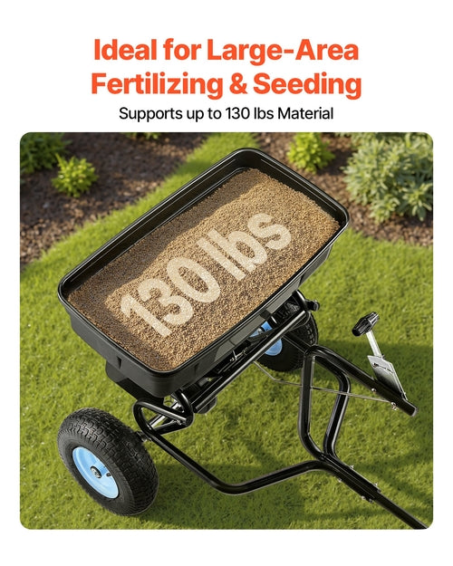 Tow Behind Broadcast Spreader, 130LBS Capacity, Tow/Push Garden