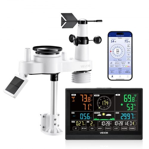 7-in-1 Wi-Fi Weather Station with APP, 190.5 mm VA Display, Wireless